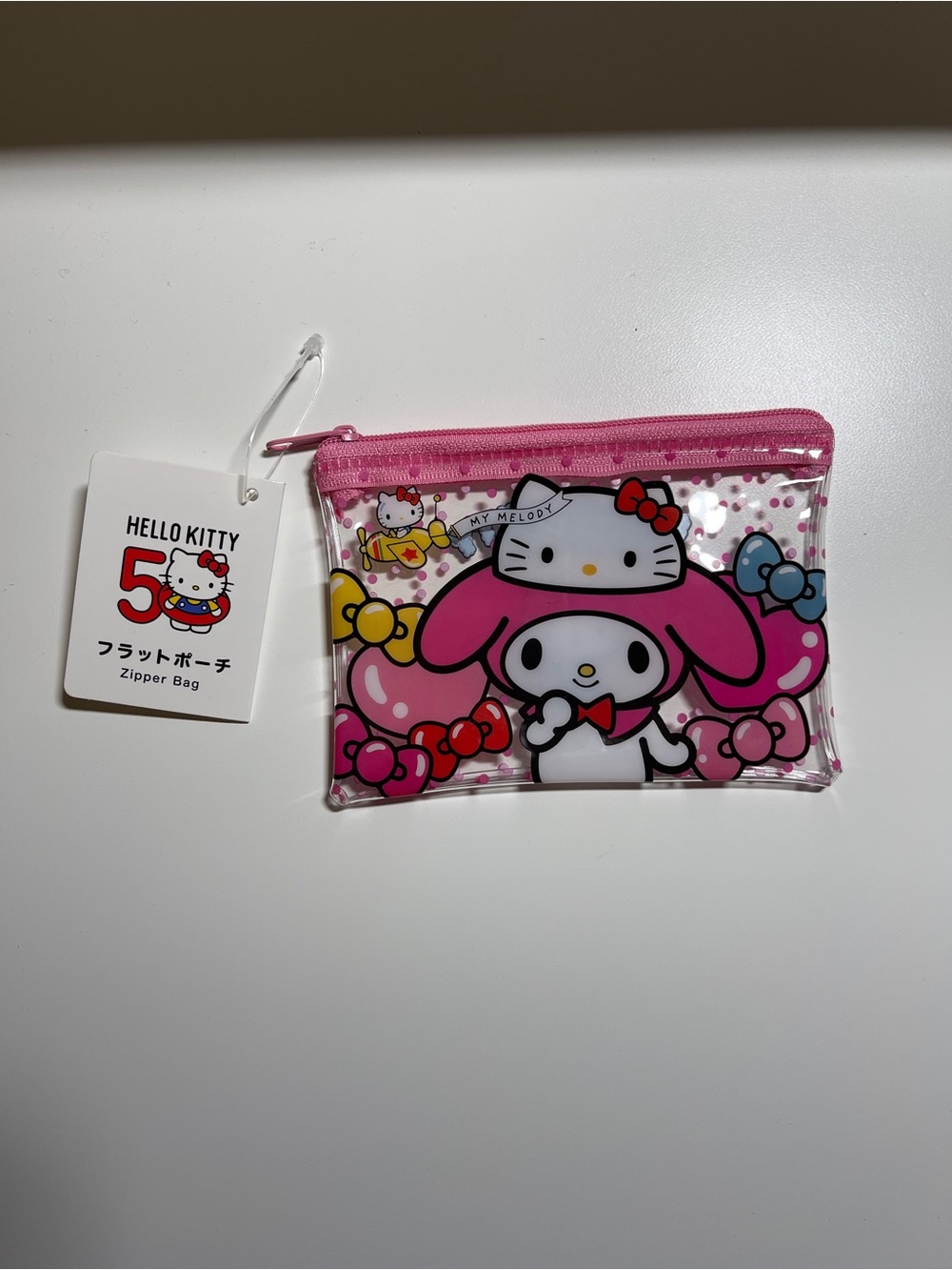 NWT Hello Kitty Pink My Melody Clear Zipper COIN POUCH